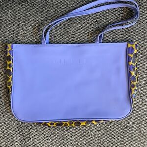 Clinique Purple and Yellow Cosmetic Bag with Modern Design
